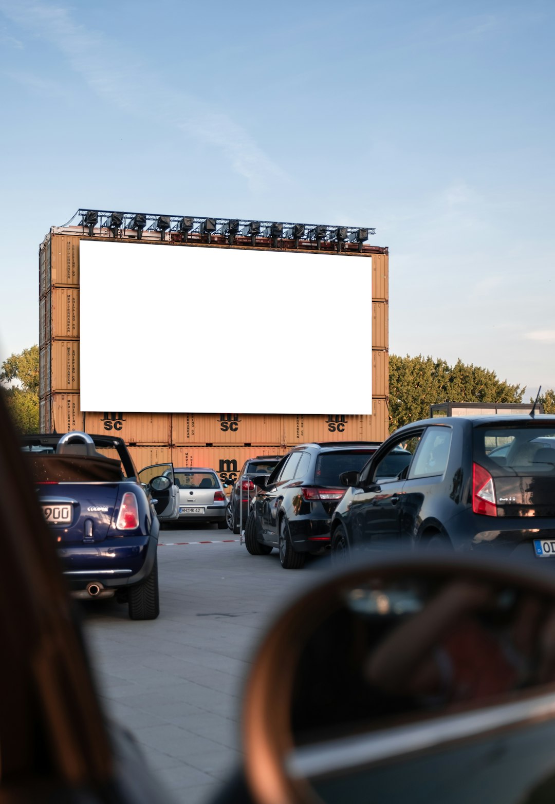 Drive-in cinema built with containers in Hamburg, Germany.